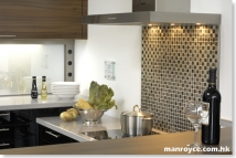 kichen backsplash with metal mosaics 2